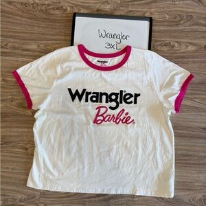 Wrangler White and Pink Barbie Short Sleeve Tee 3X